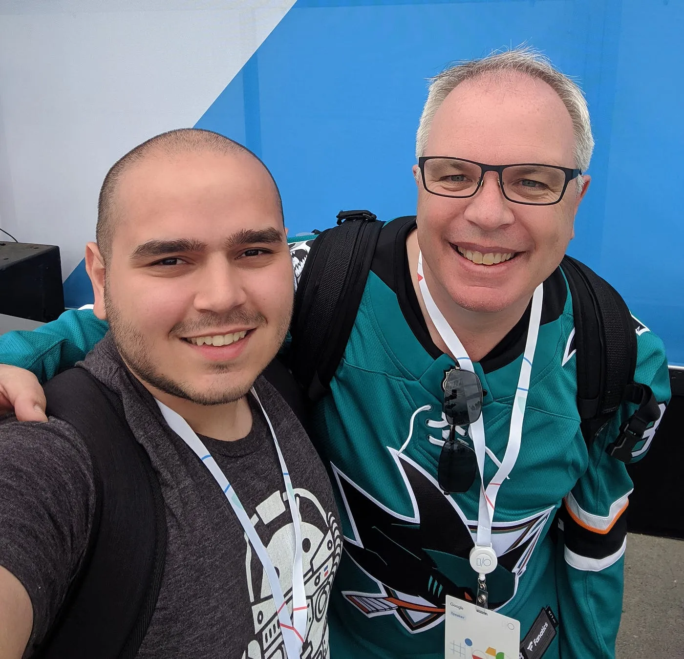 Running into Laurence Moroney at Google I/O 2019